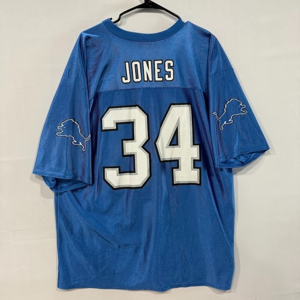 NFL Players Detroit Lions Kevin Jones 34 Jersey Mens‎ XL Blue Football Mesh Top